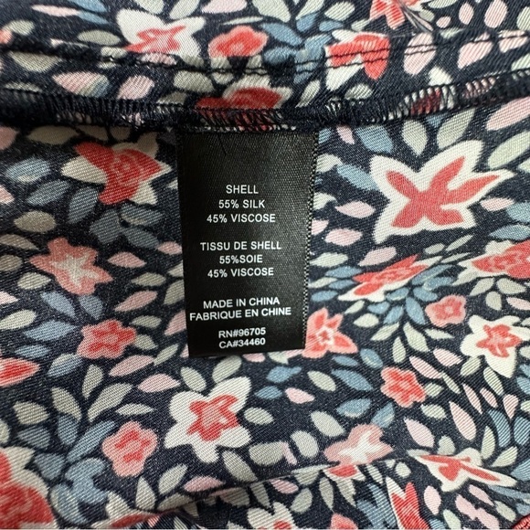 Rebecca Taylor Blouse Sz 6 Floral V Neck 3/4 Sleeves Silk Blend - Picture 10 of 11